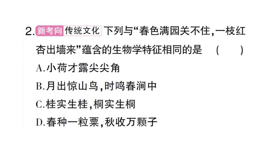 初中生物新人教版七年级上册第一单元第一、二章 总结训练作业课件2024秋_第5页