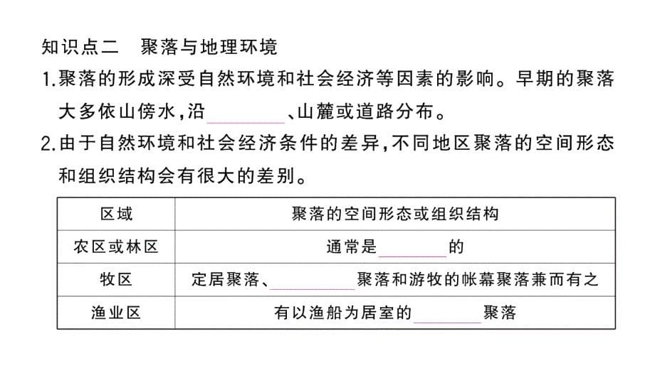 初中地理新湘教版七年级上册第四章第二节 世界的聚落作业课件2024秋_第5页