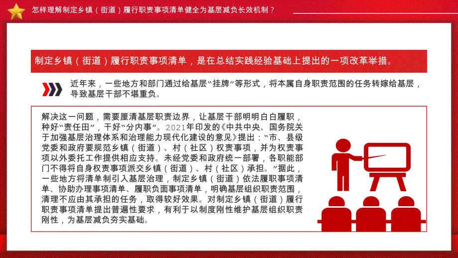 乡镇（街道）履行职责事项清单健全为基层减负长效机制党课课件_第3页