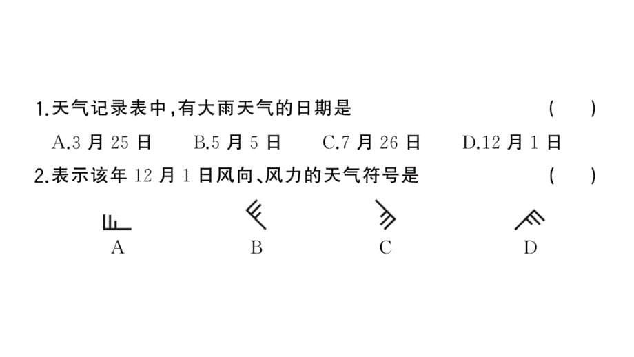 初中地理新湘教版七年级上册第五章第一节 天气与天气预报作业课件2024秋_第5页