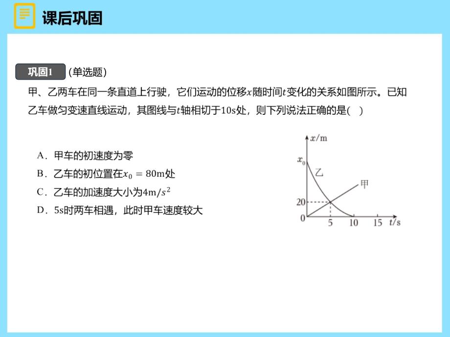 【物理】专题 运动的图像课件 2024-2025学年高一上学期物理人教版（2019）必修第一册_第2页