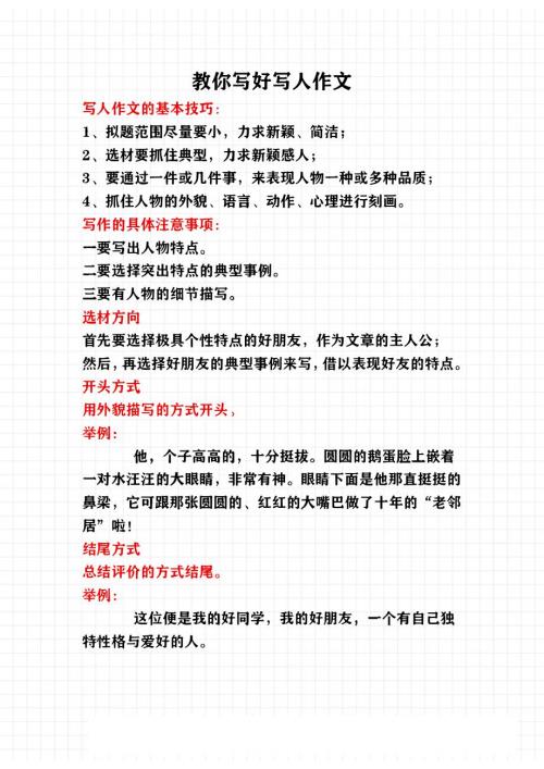 2025届中考语文作文辅导教你写好写人作文讲义