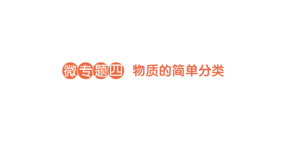 初中化学新人教版九年级上册第四单元微专题四 物质的简单分类作业课件2024秋_第1页