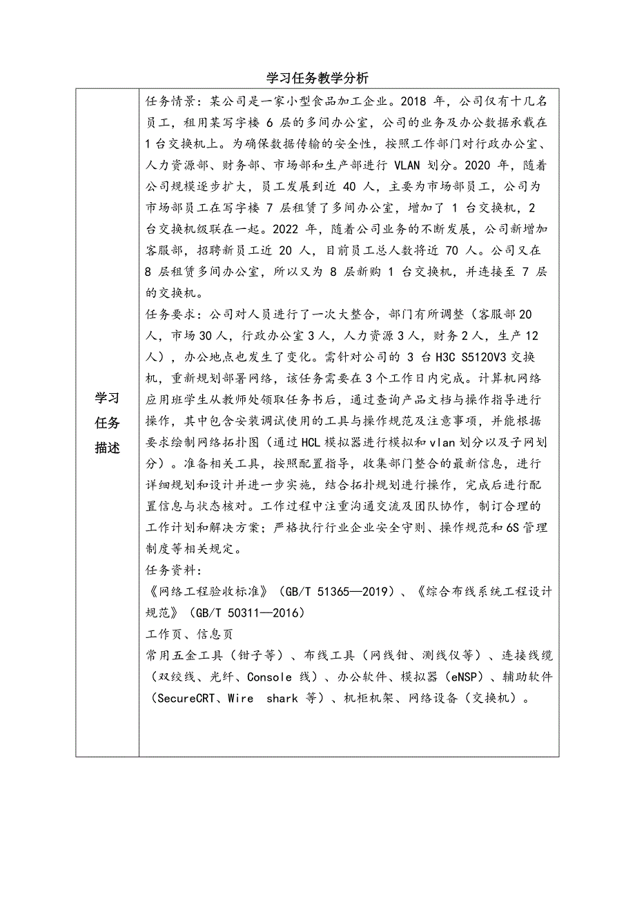 任务2教学单元1《小型网络安装与调试》之教学单元活动方案_第2页