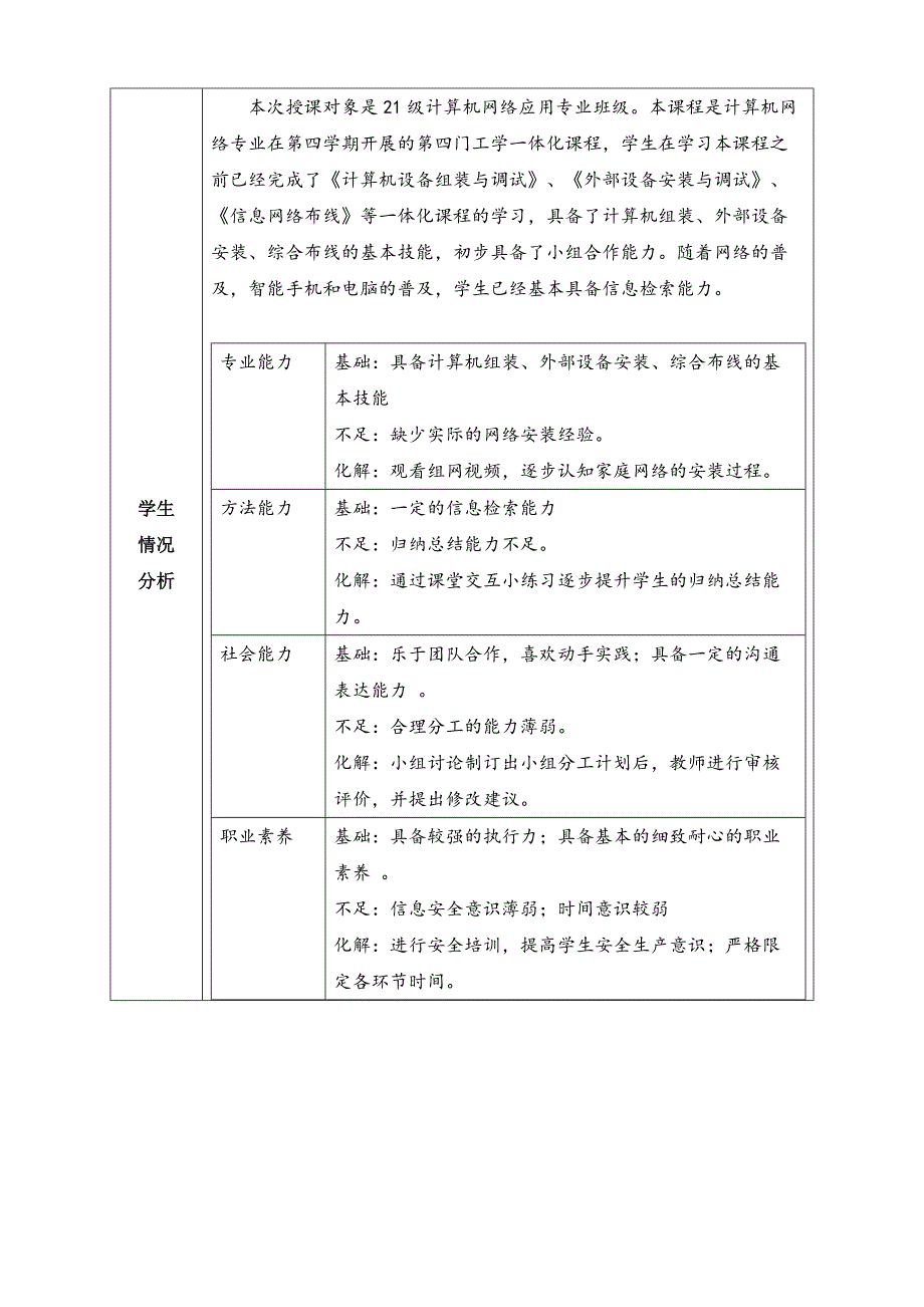 任务2教学单元1《小型网络安装与调试》之教学单元活动方案_第3页