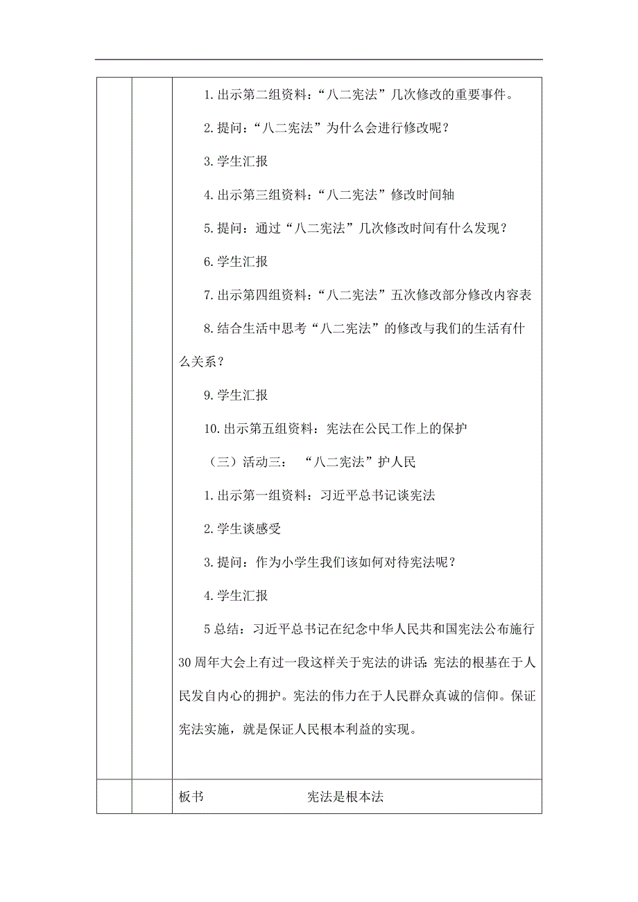 2024年小学道法教案六年级【道德与法治(统编版)】宪法是根本法(第三课时)-1教学设计_第3页