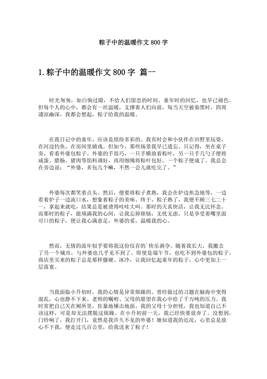 粽子中的温暖作文800字_第1页