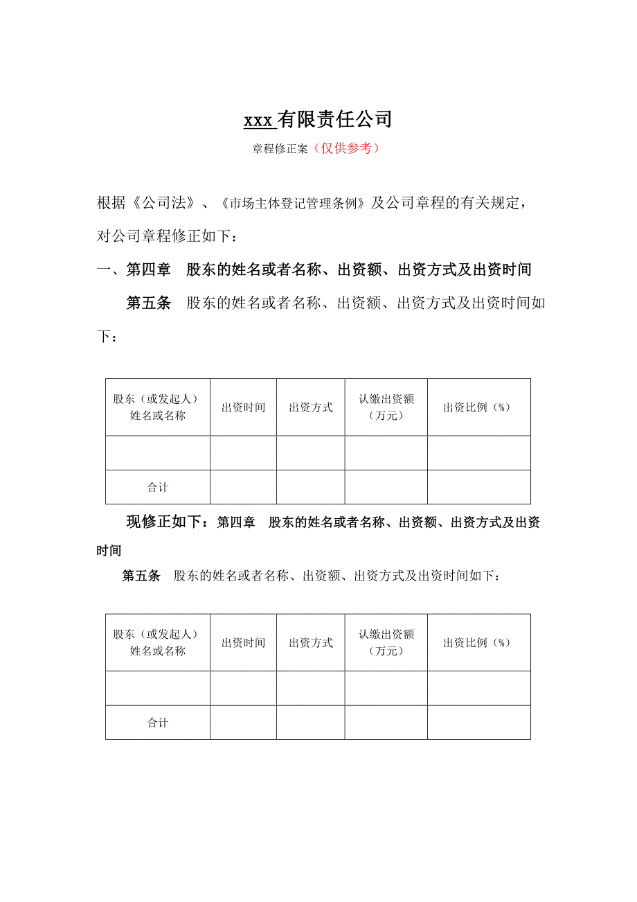 一人有限公司股东名称或姓名变更-修正案_第1页