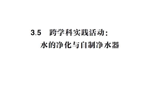 初中化学新科粤版九年级上册3.5 跨学科实践活动：水的净化与自制净水器作业课件2024秋