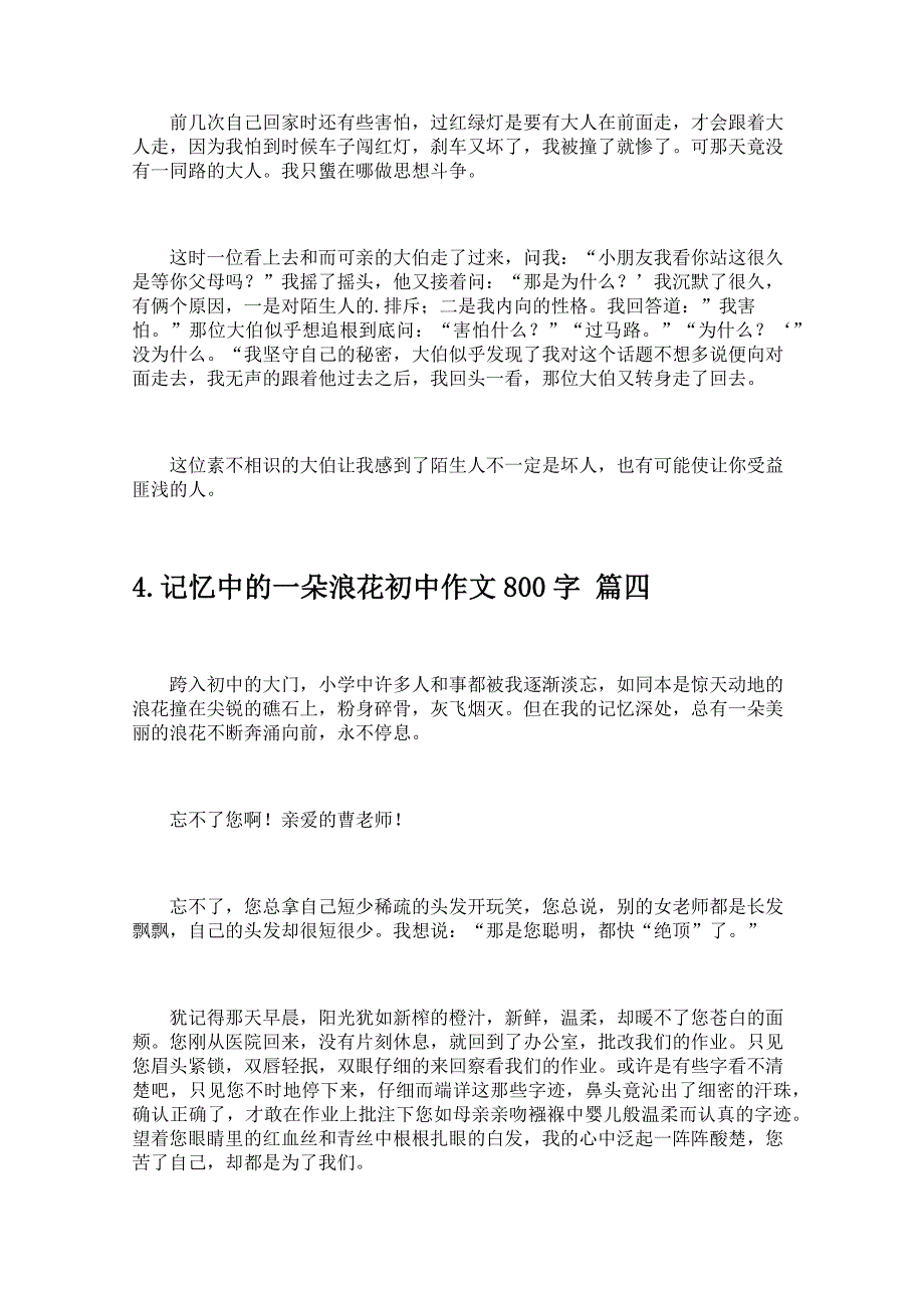 记忆中的一朵浪花初中作文800字_第4页