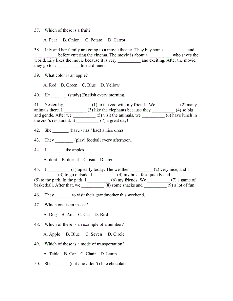 小学六年级上册英语模拟卷(答案和解释)787_第4页