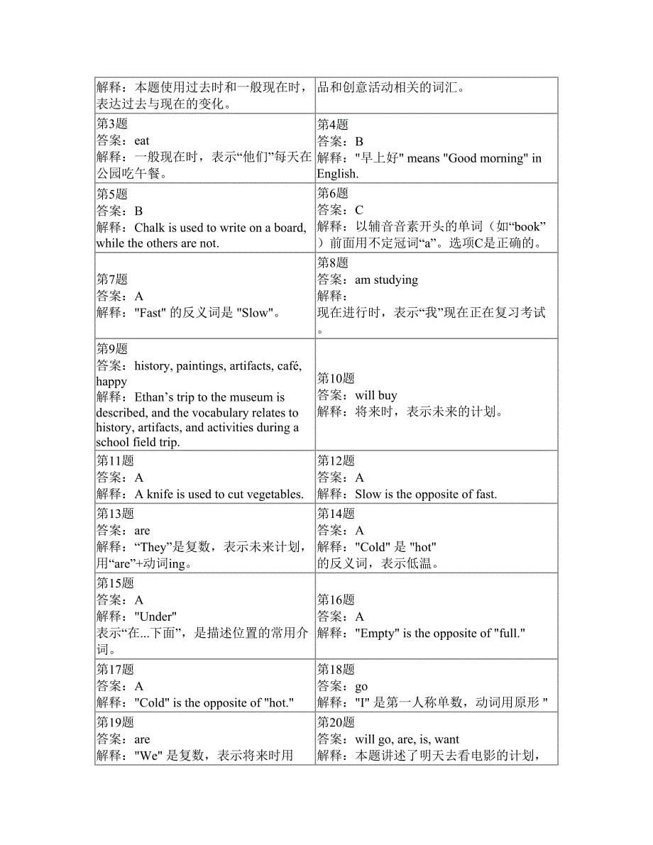 小学六年级上册英语刷题卷(答案和解释)568_第5页