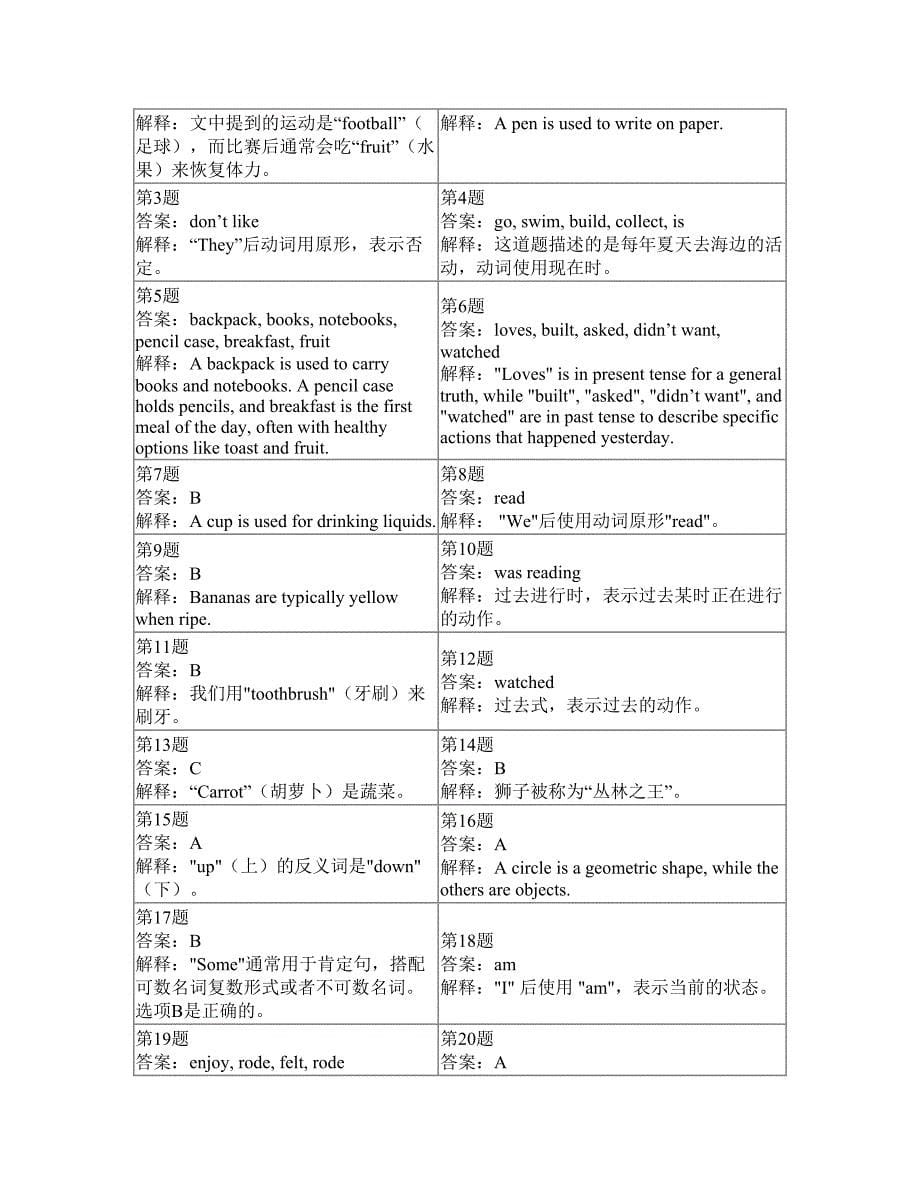 小学六年级上册英语刷题卷(答案和解释)545_第5页