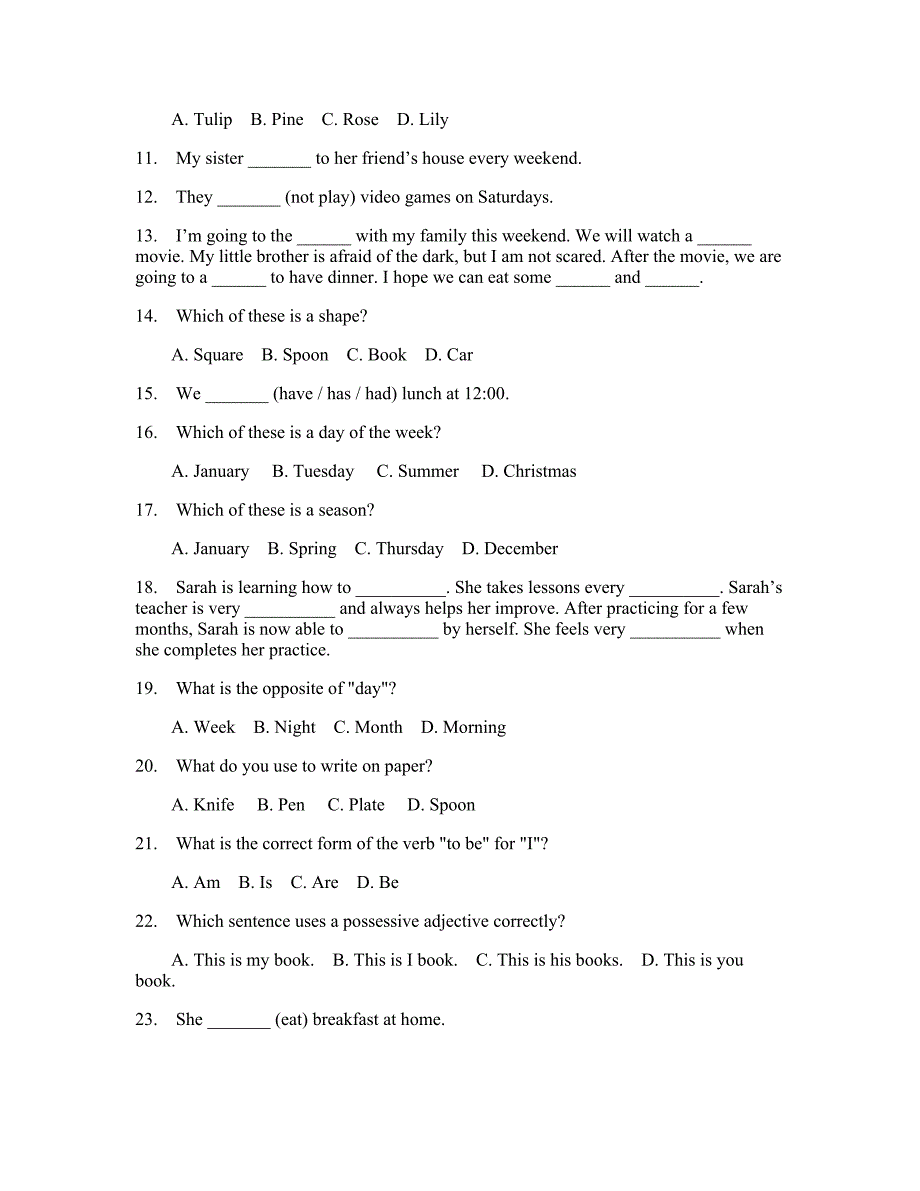 小学六年级下册英语模拟卷(答案和解释)104_第2页