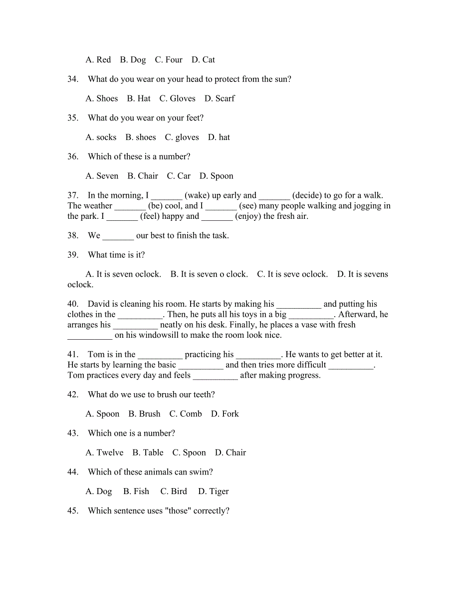 小学六年级上册英语模拟卷(答案和解释)934_第4页