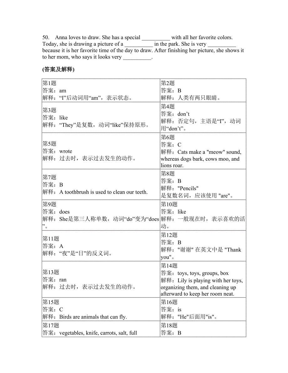 小学六年级下册英语刷题卷(答案和题解)440_第5页