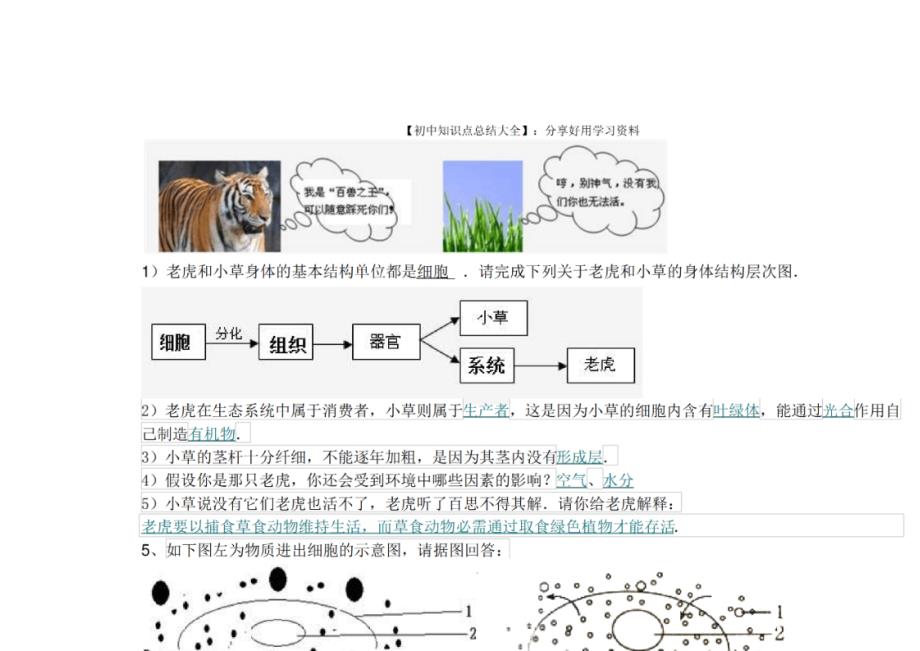 2024年【初中生物】典型简答题汇总_第3页