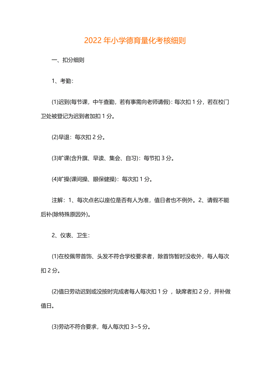 2022年小学德育量化考核细则_第1页