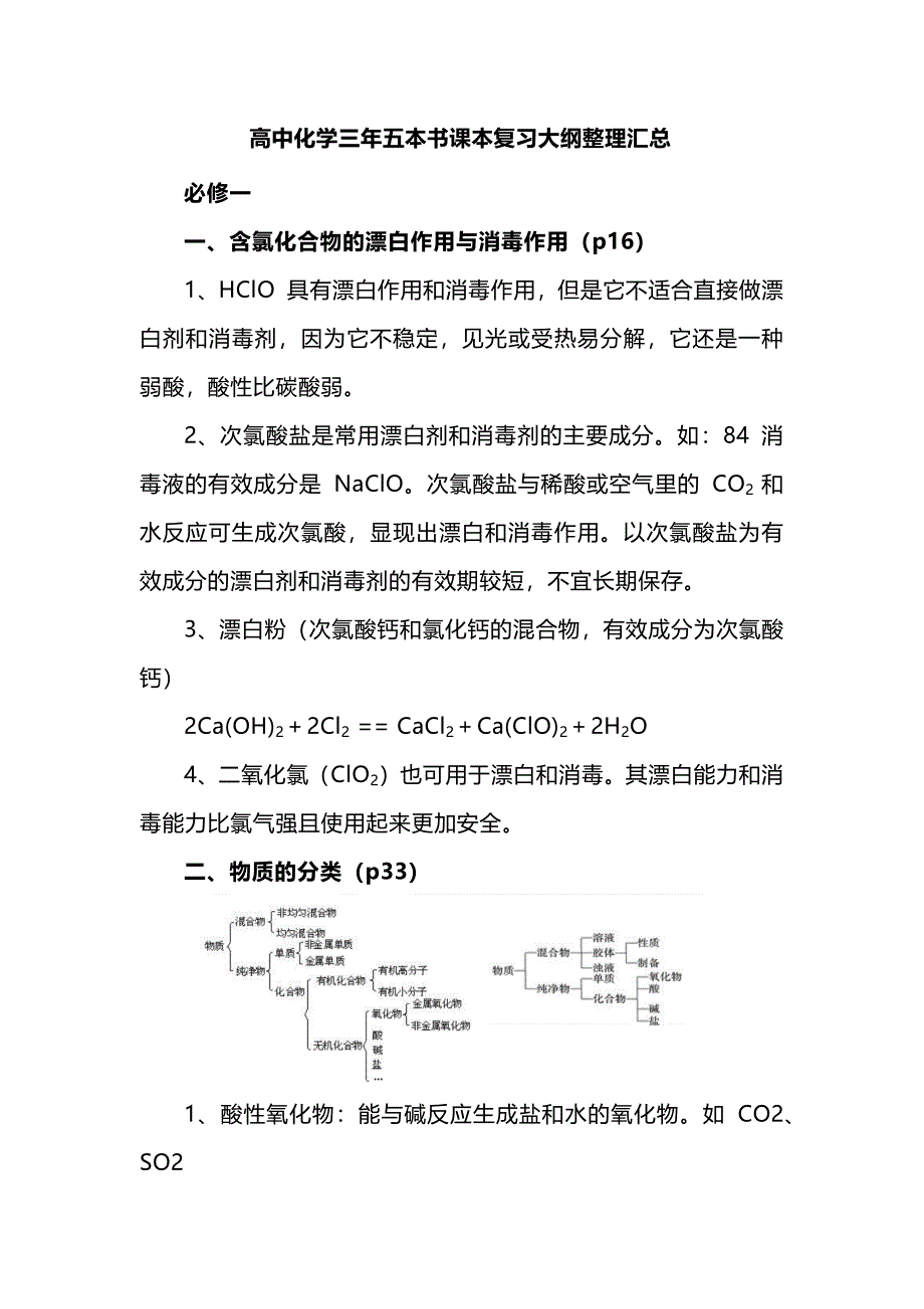 高中化学三年五本书课本复习大纲整理汇总_第1页