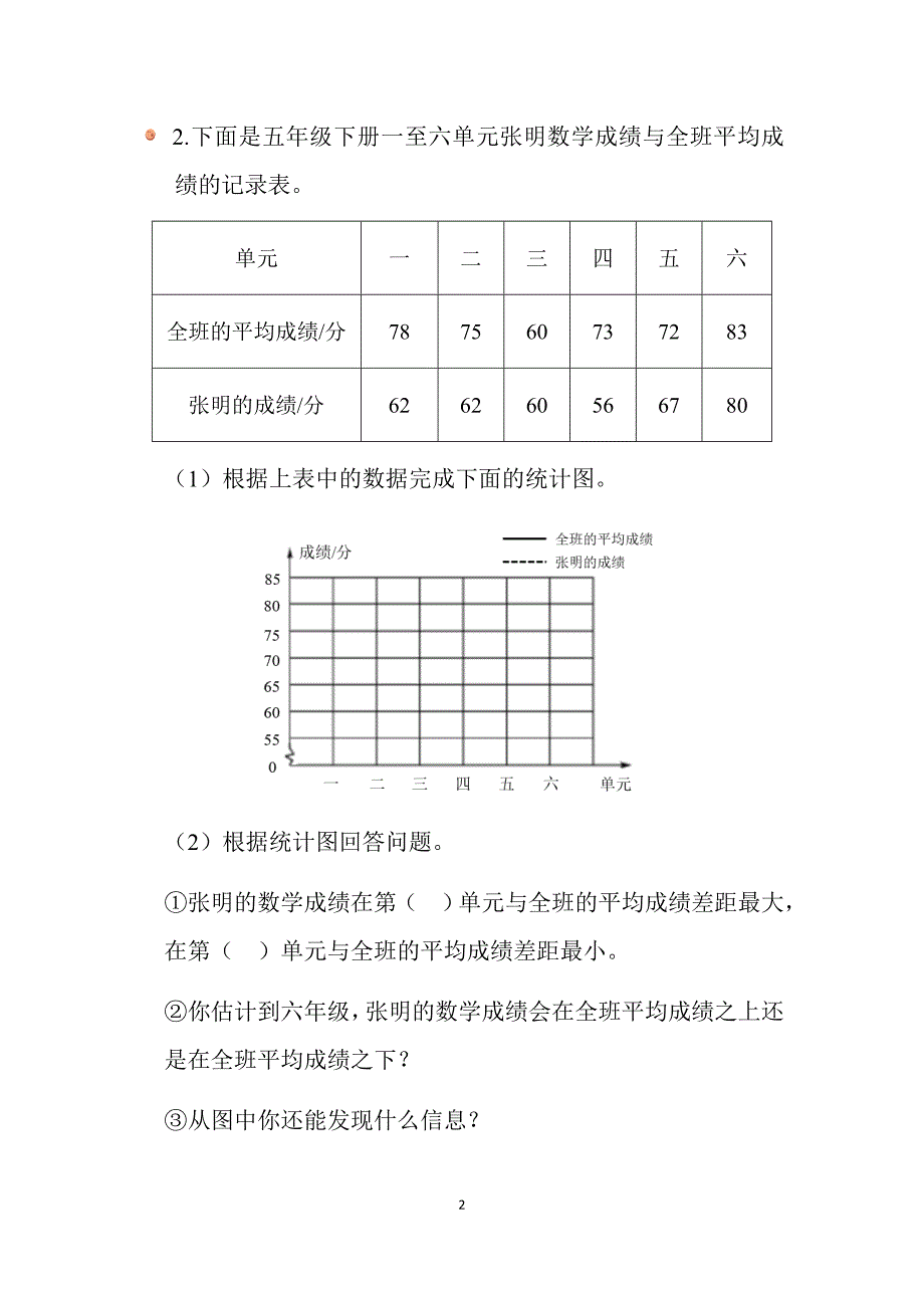 2024北师数学六年级上册第五单元《身高的变化》同步习题_第2页