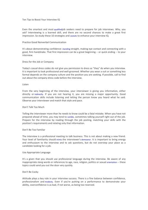 提高面试智商10个技巧