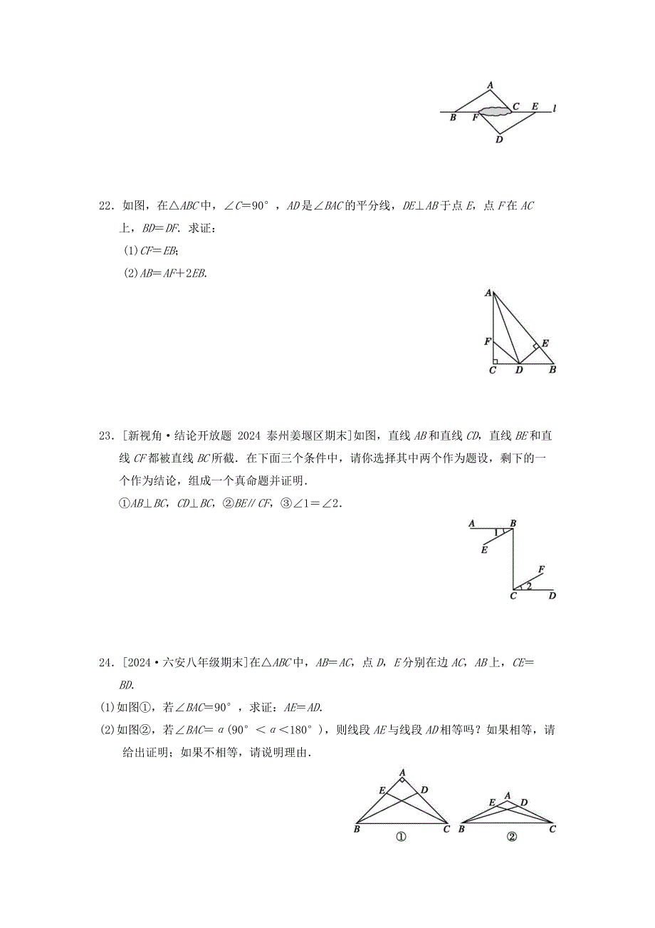 新版华东师大版2024-2025学年度八年级数学上学期第13章全等三角形综合素质评价[含答案]_第4页