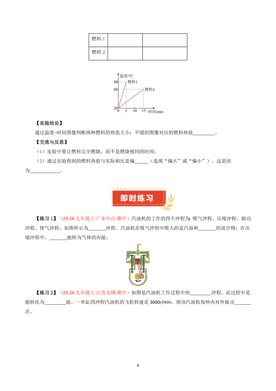 人教版九年级物理上册专题02 第14章 内能的利用【考点清单】_第4页