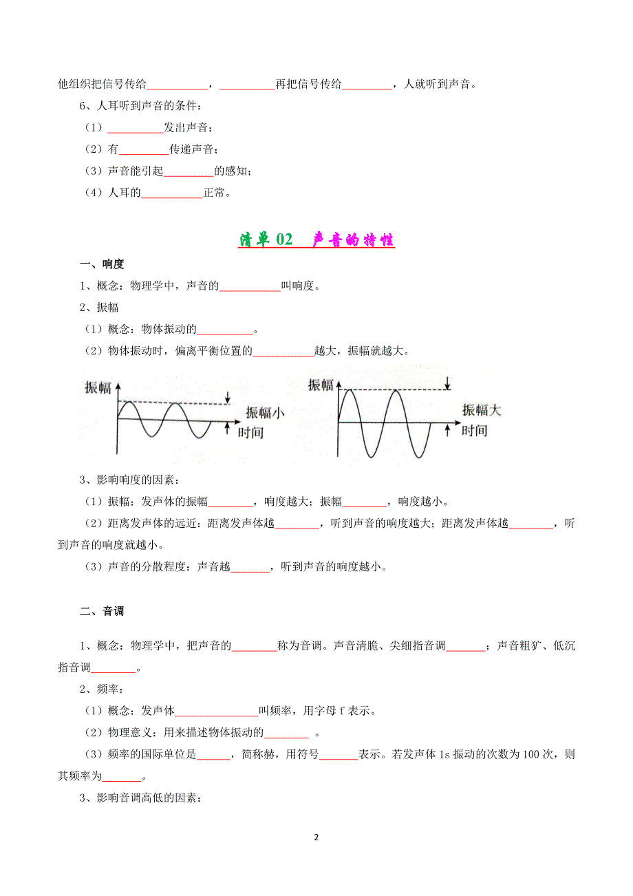 沪科版八年级物理上册专题02 声的世界【考点清单】_第2页