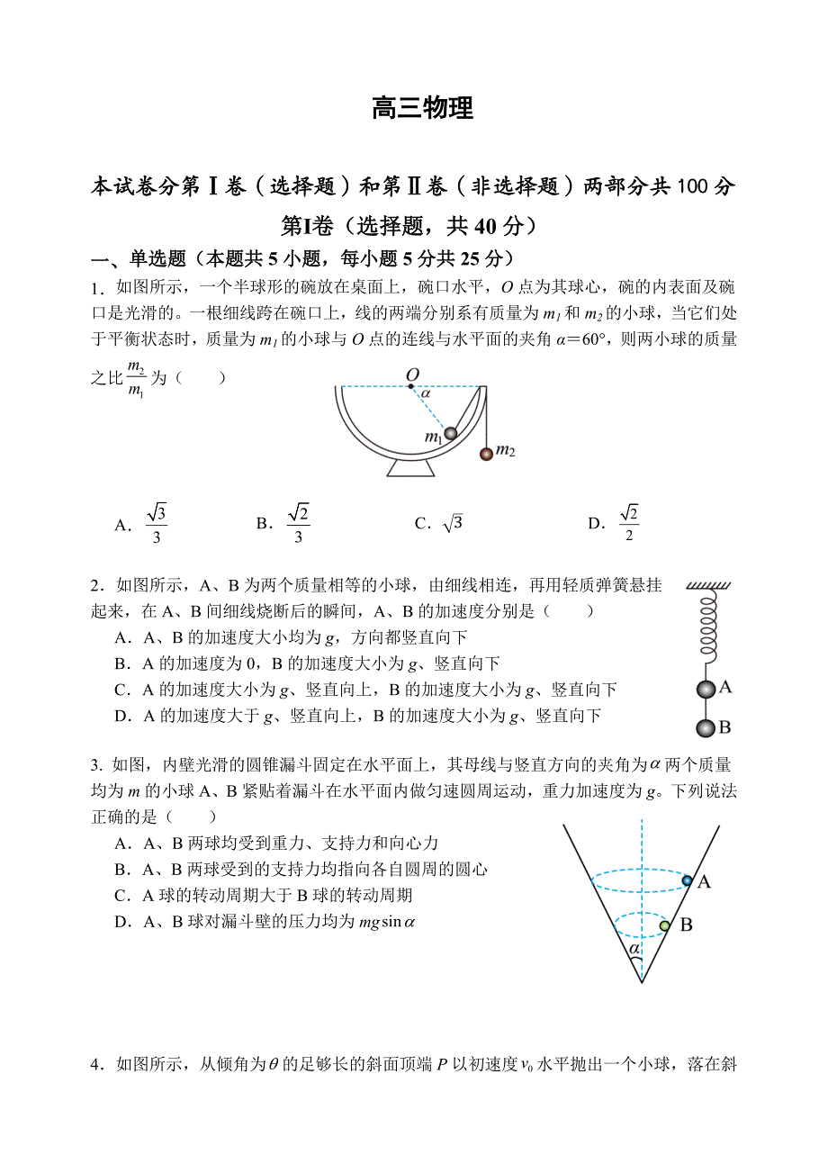 天津市红桥区2024-2025学年高三上学期期中物理试题（无答案）_第1页