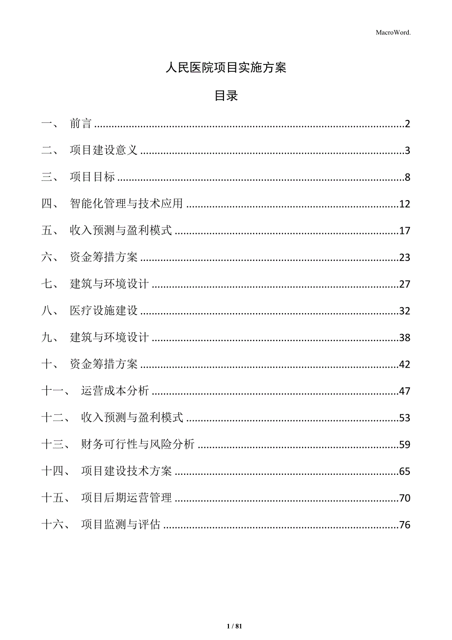 人民医院项目实施方案（1）_第1页