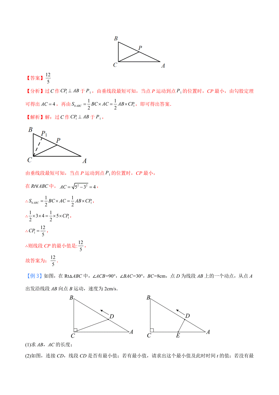 中考数学二轮培优重点突破讲练专题09 三角形中的垂线段最短模型（教师版）_第3页