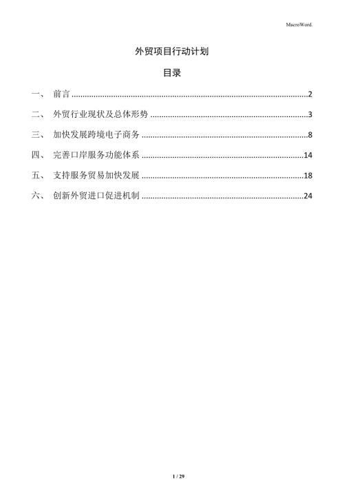 外贸项目行动计划