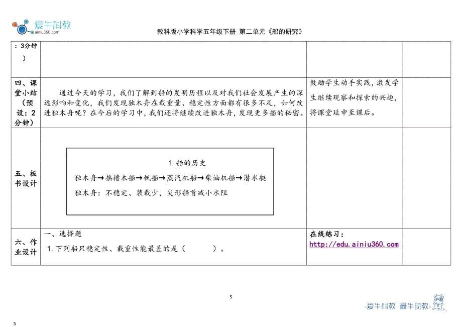 教科版五年级下第2单元《船的研究》1.《船的历史》教学设计 2023春_第5页