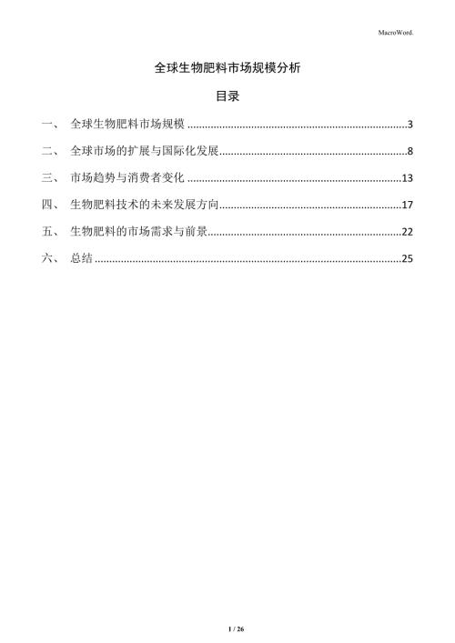 全球生物肥料市场规模分析