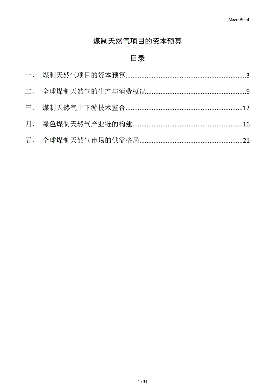 煤制天然气项目的资本预算_第1页