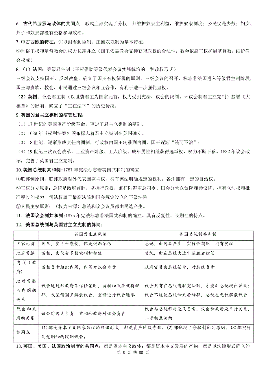 统编版（2019）高二上学期历史选择性必修1国家制度与社会治理考点复习提纲_第3页