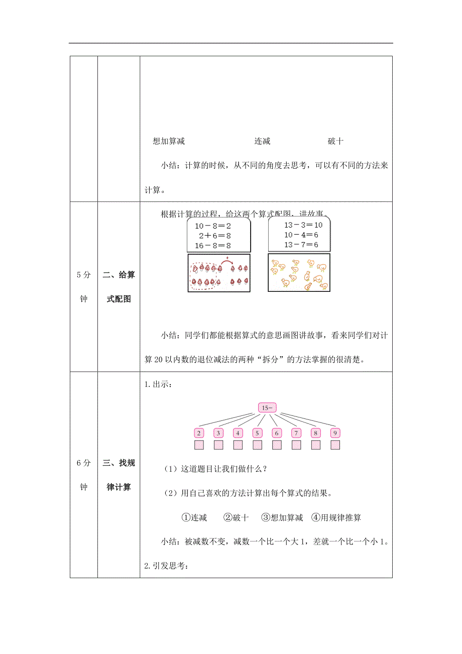 2024年小学数学一年级上册【数学(北京版)】20以内数的退位减法练习-1教学设计_第3页