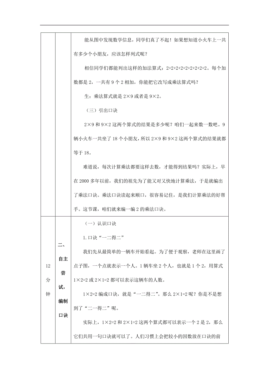 2024年小学数学二年级上册【数学(北京版)】2的乘法口诀-1教学设计_第2页