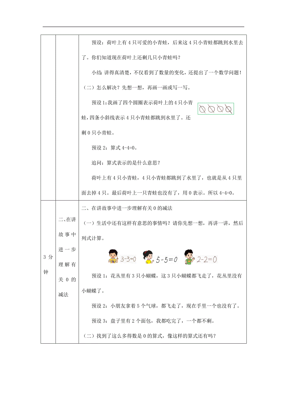 2024年小学数学一年级上册【数学(北京版)】0的减法-1教学设计_第2页