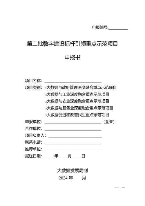 第二批数字建设标杆引领重点示范项目申报书