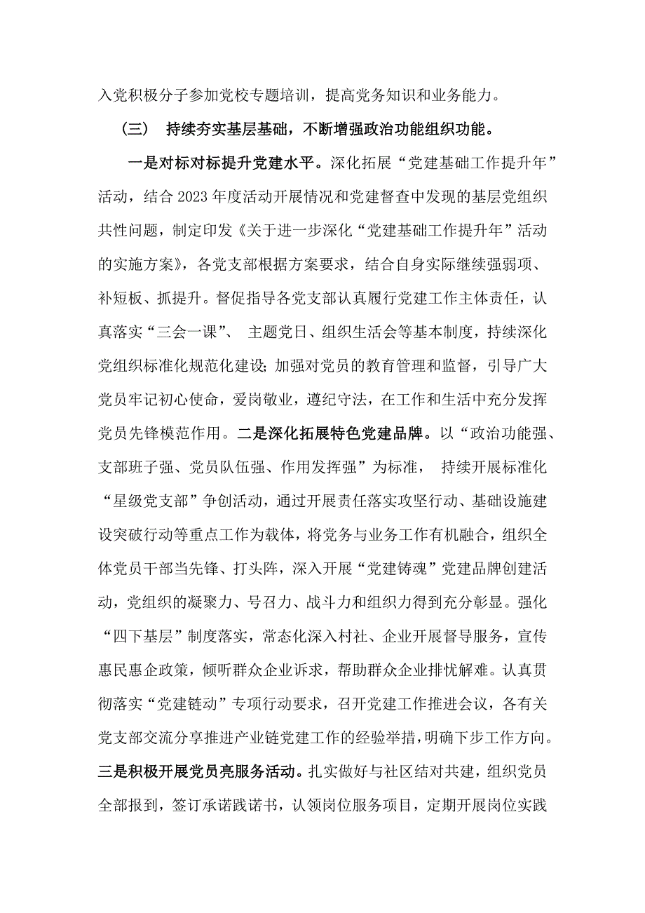 支部书记2024年党建工作情况述职5份文_第3页