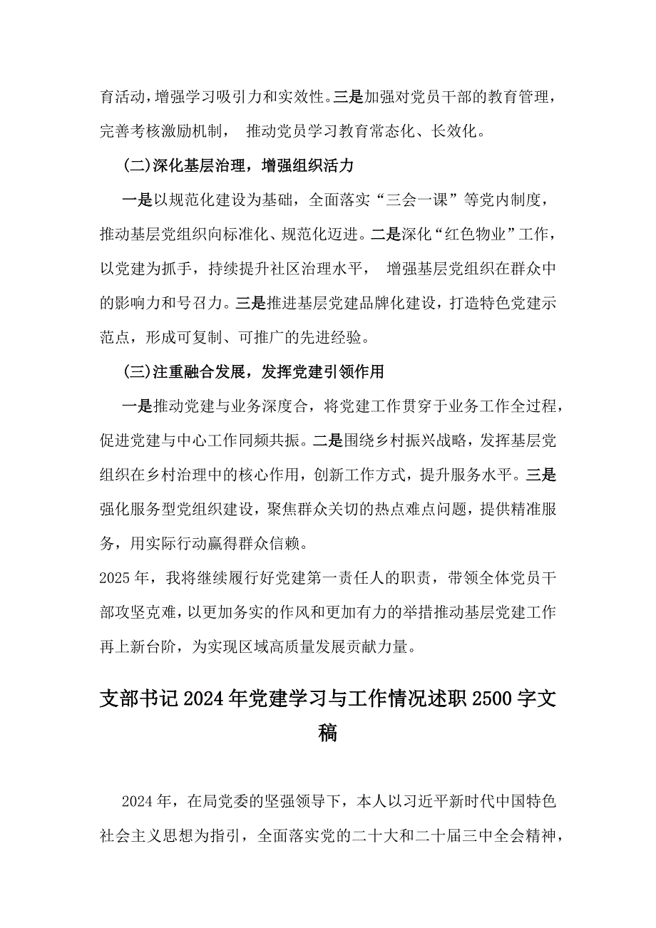 支部书记2024年抓基层党建的工作情况述职【2篇范文】_第4页