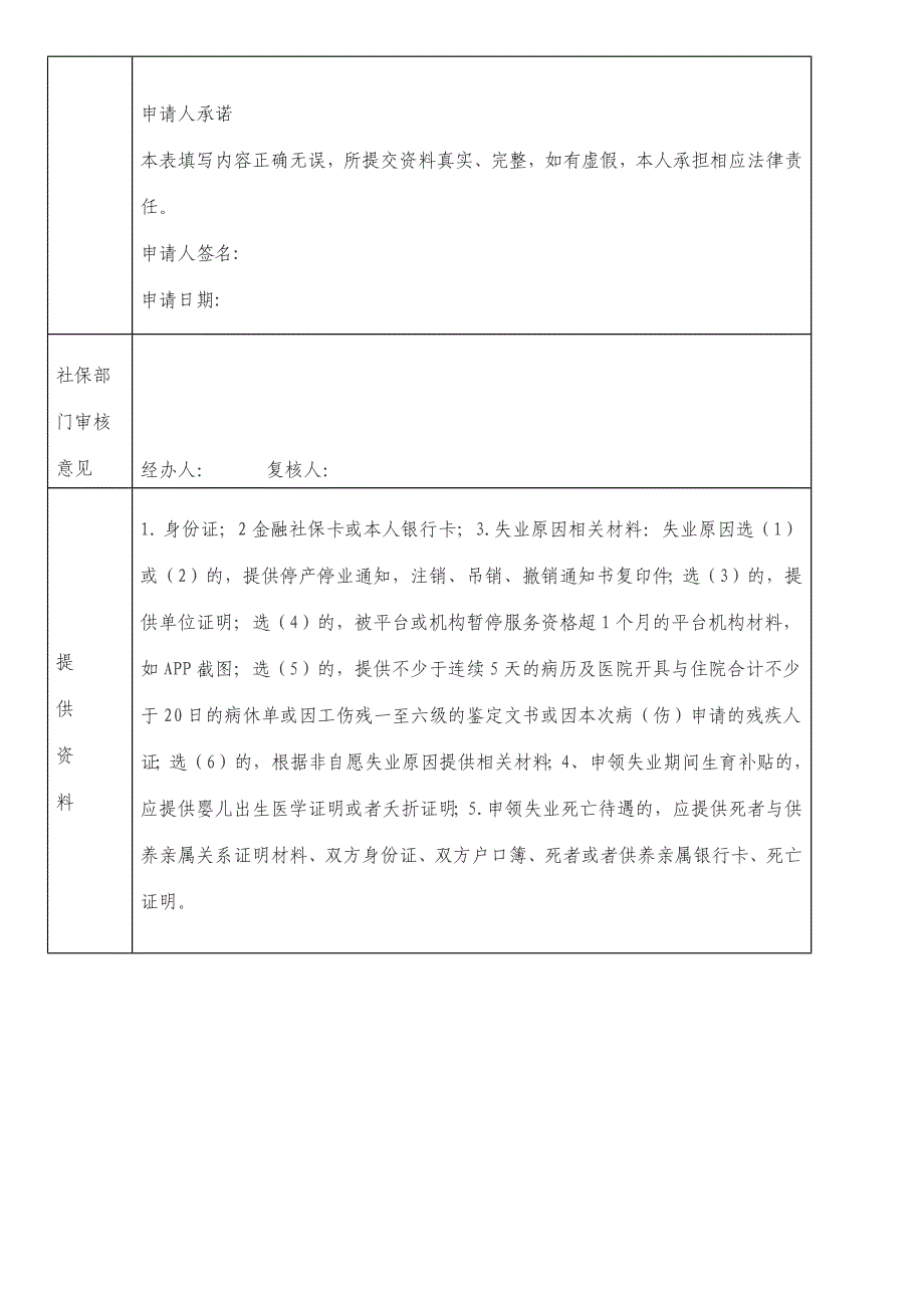 灵活就业人员失业保险待遇申请表（参考）_第2页