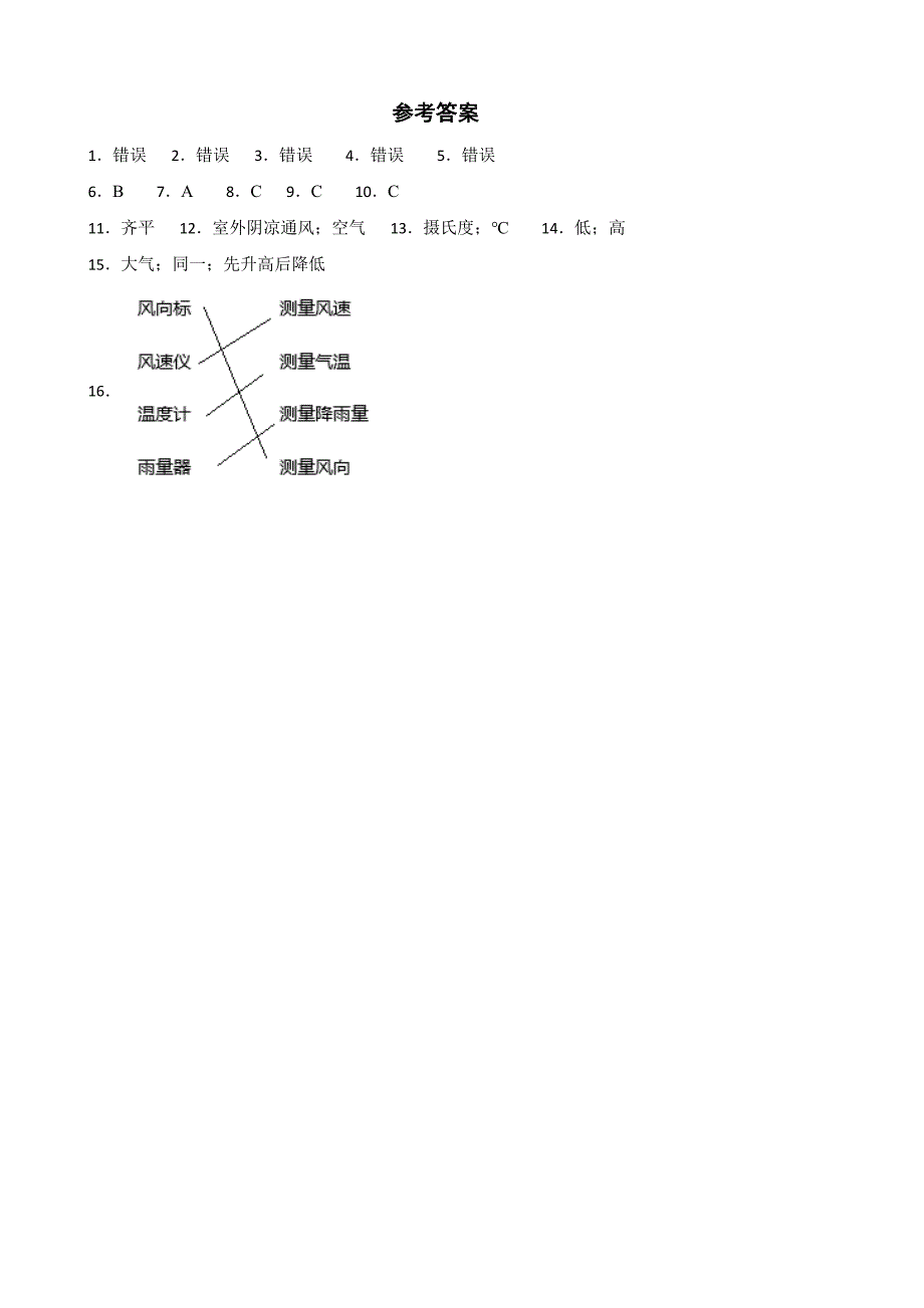 教科版三年级科学上册同步知识点训练25《测量气温》_第3页