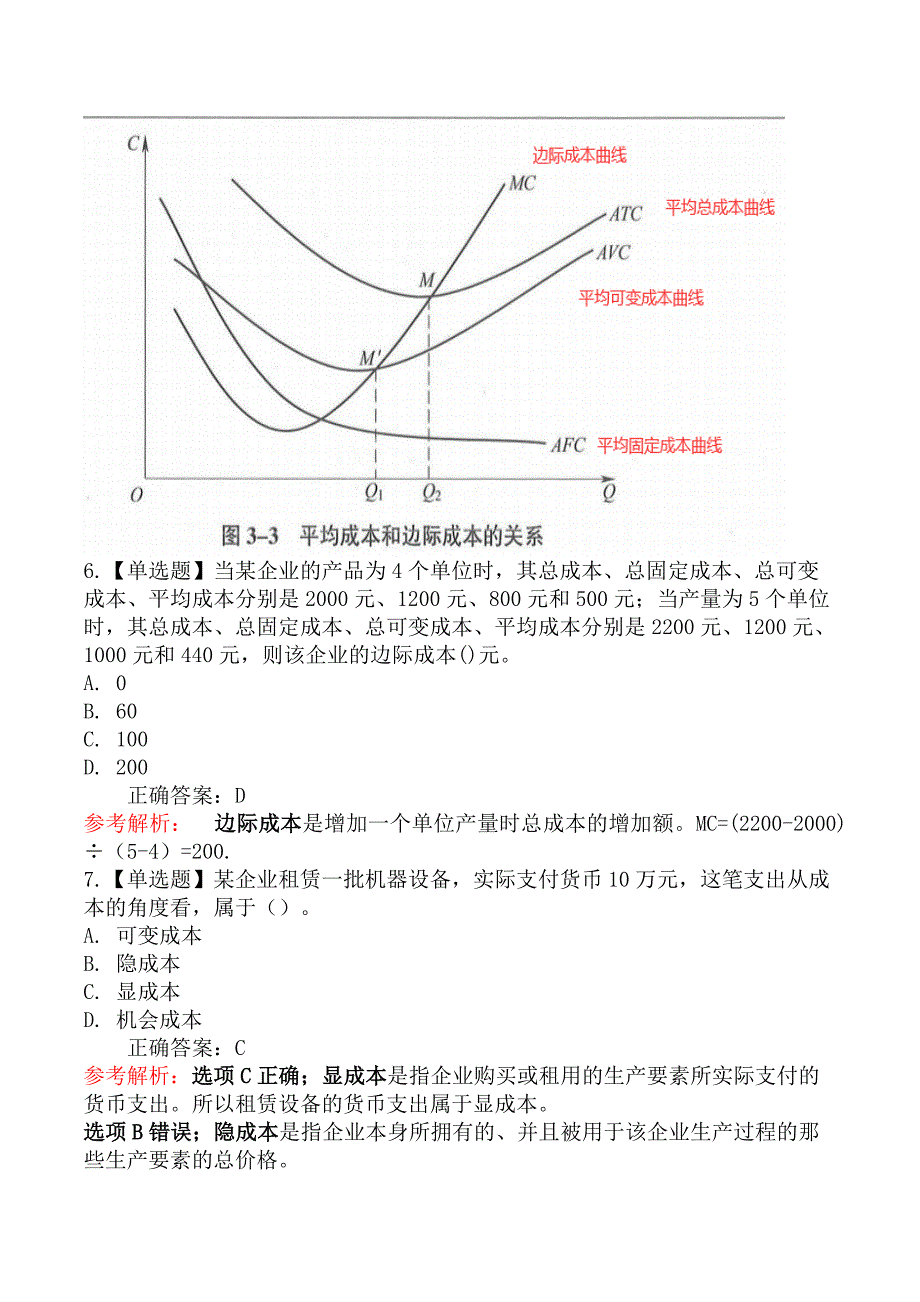 中级经济师基础知识-三、成本函数和成本曲线_第3页