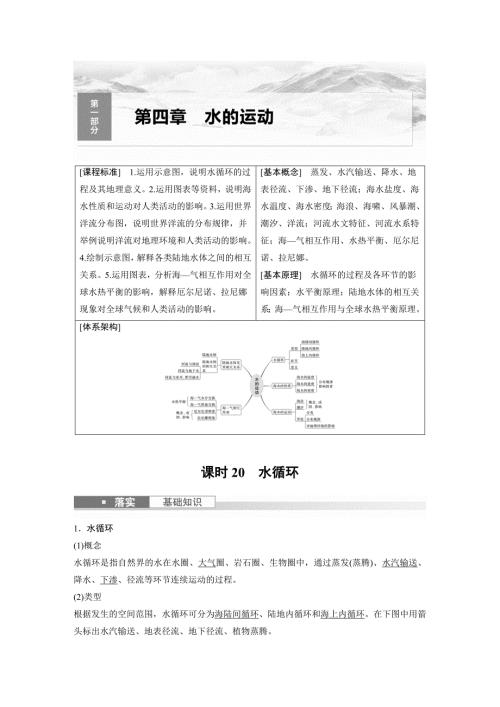 2024年高考地理一轮复习（新人教版） 第1部分　第4章　课时20　水循环