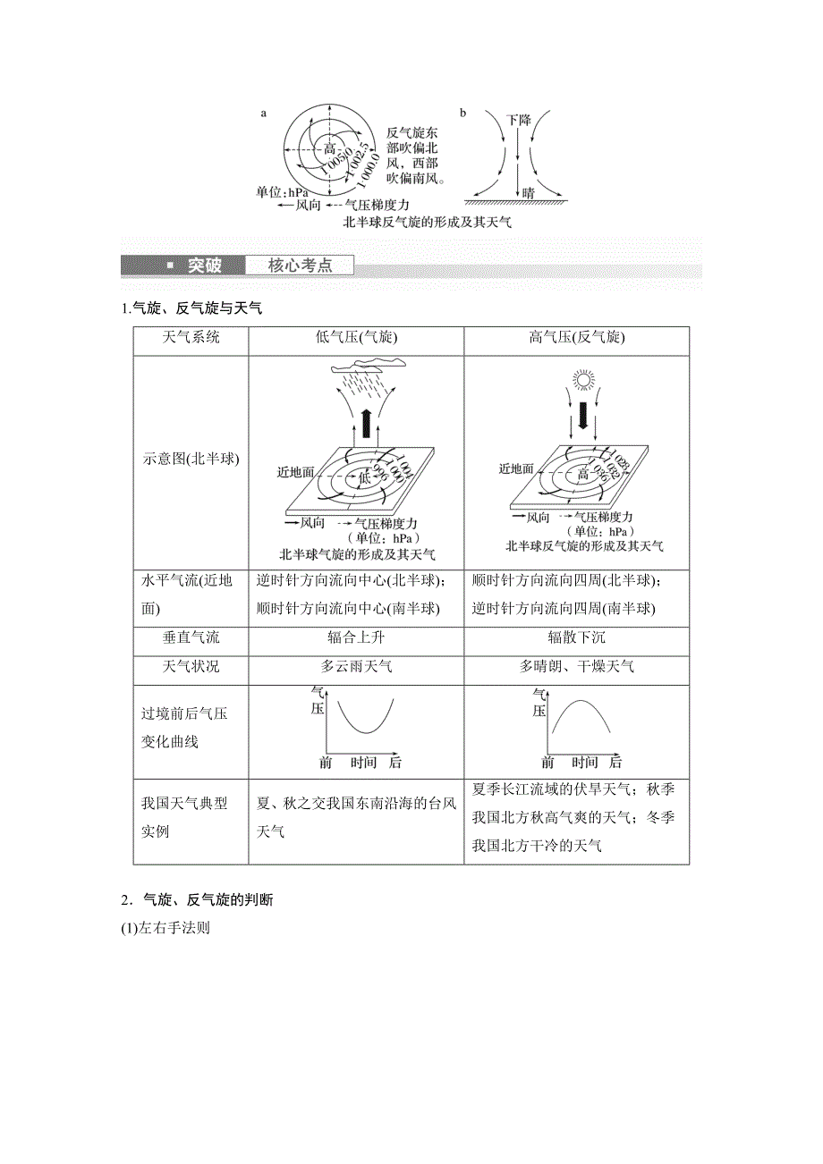 2024年高考地理一轮复习（新人教版） 第1部分　第3章　第2讲　课时15　气旋、反气旋与天气_第2页