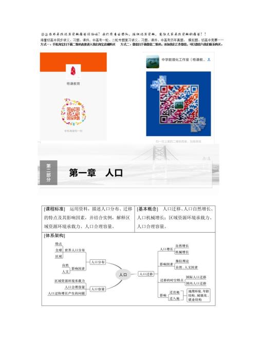 2024年高考地理一轮复习（新人教版） 第2部分　第1章　课时43　人口分布与人口容量