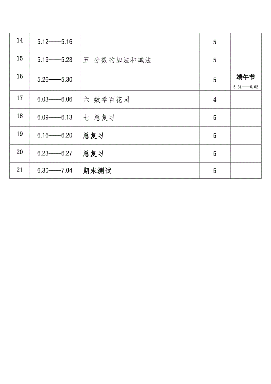 2025年春学期北京版小学数学五年级下册教学进度表_第2页