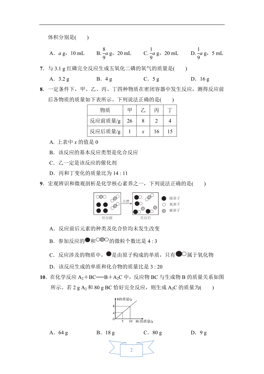 【初三化学人教版】第五单元达标检测卷_第2页